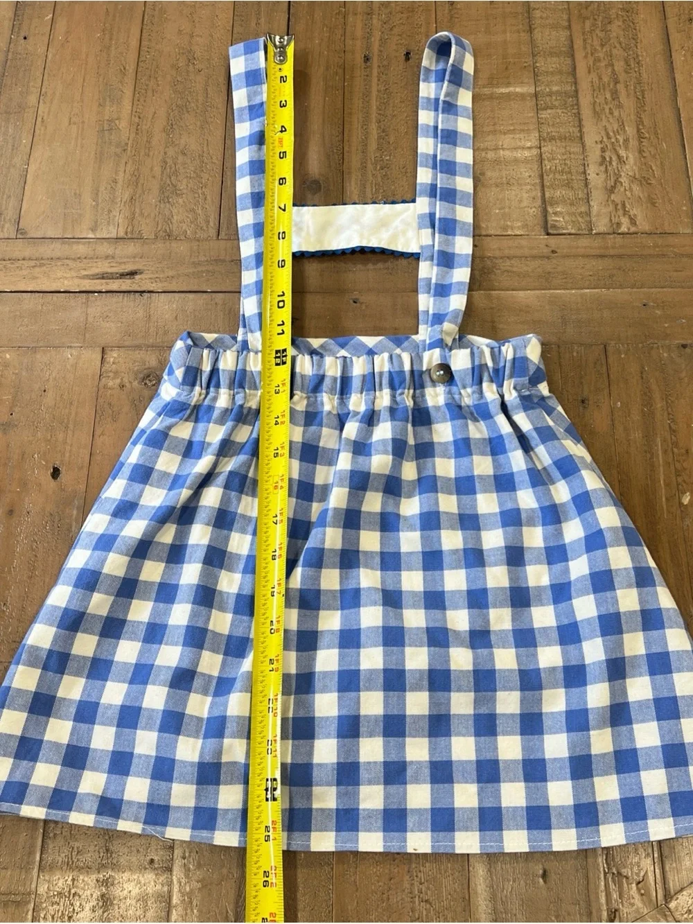 Birinit Blue Checkered Plaid Suspender Skirt Girls 8 Embroidered Classic Jumper